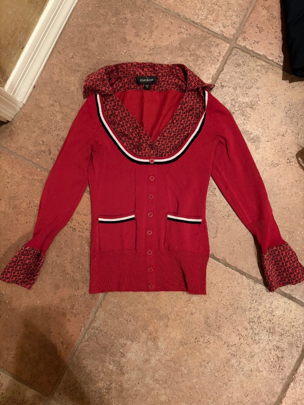 Red Bebe button-up cardigan ❤️